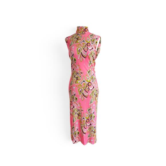Emilio Pucci Dresses & Skirts - Emilio Pucci Midi Dress High-Neck Open Back Silk Blend Africana Print - 8